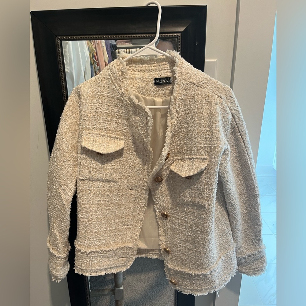 White tweed jacket